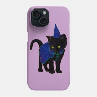 Halloween Black Kitten Dressed In Wizard Costume Phone Case