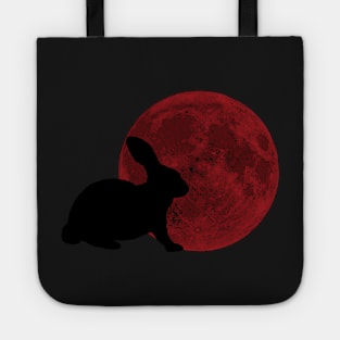 Minimalistic Red Moon Bunny  Rabbit - Bunny Moon Tote