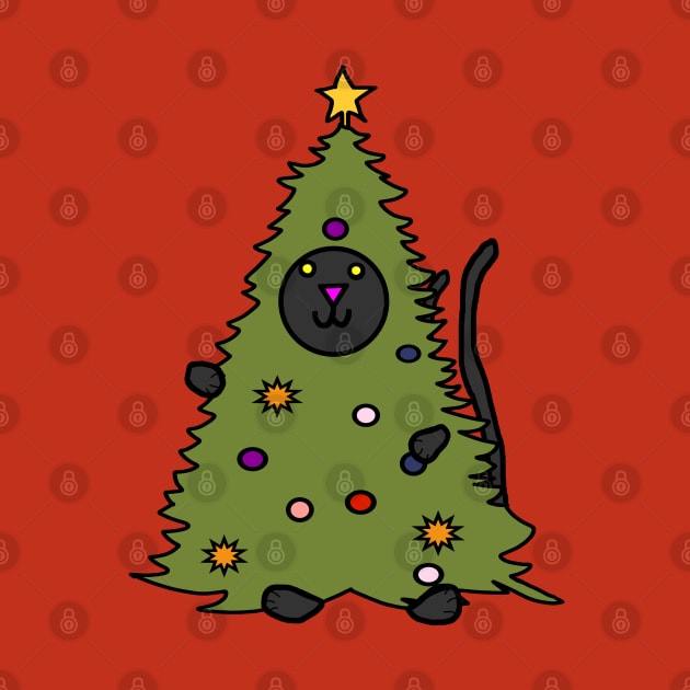 Funny Christmas Tree Kitty Cat by ellenhenryart