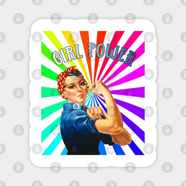Girl Power Rainbow Vintage Retro Pinup Girl Girl Power Feminism TeePublic