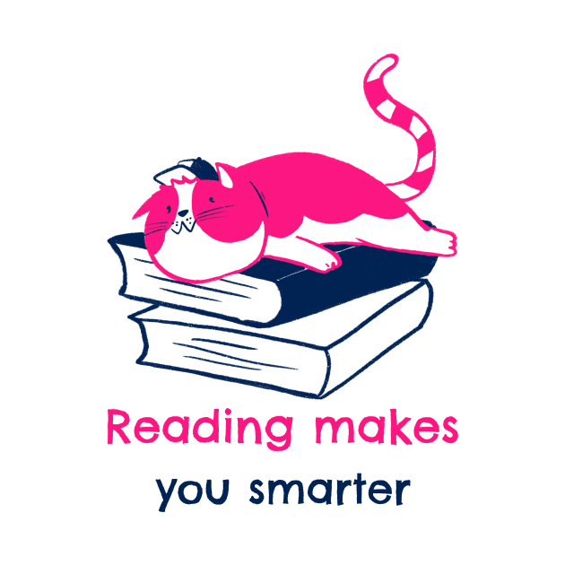 reading makes you smarter- cute lazy cat by maggzstyle