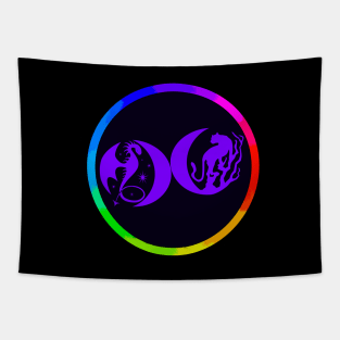 Crescent Moons Dragon Panther Tapestry