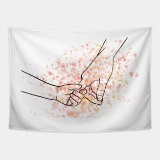 Mother Child Hands Line Art Tapestry