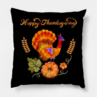 Happy Thanksgiving day retro style design Pillow