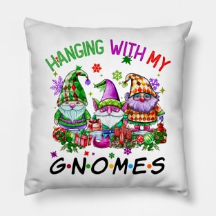 Funny Christmas Gnome Hanging With My Gnomies Family Pajamas Pillow