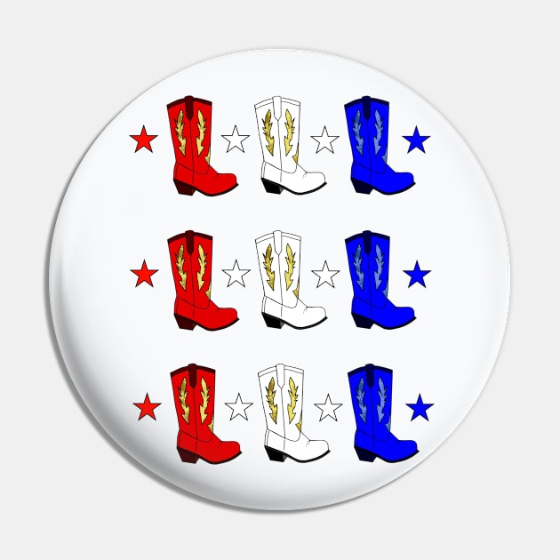 RED White Blue USA Cowboy Boots Pin by SartorisArt1