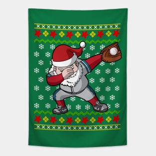 Santa Claus Baseball Player Ugly Christmas Sweater Tapestry