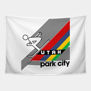 Park City Utah Retro 70s Style Skiing Tapestry