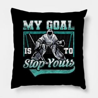 Funny Hockey Defender Denying Goals Pillow