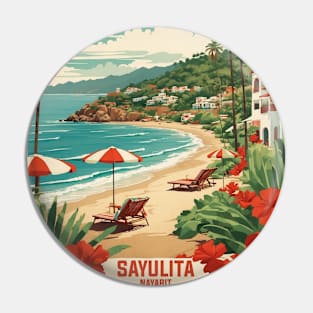 Sayulita Nayarit Mexico Vintage Tourism Travel Retro Pin