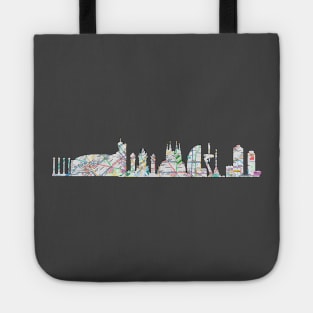 Barcelona city skyline subway map silhouette Tote
