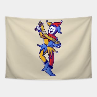 Cute Clown Eating Ramen Noodle Cartoon Tapestry