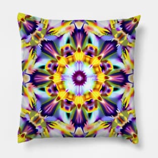 Psychedelic Flowers Mirror Pattern Pillow