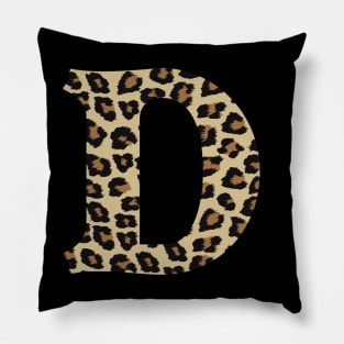 Letter D Leopard Cheetah Monogram Initial Pillow