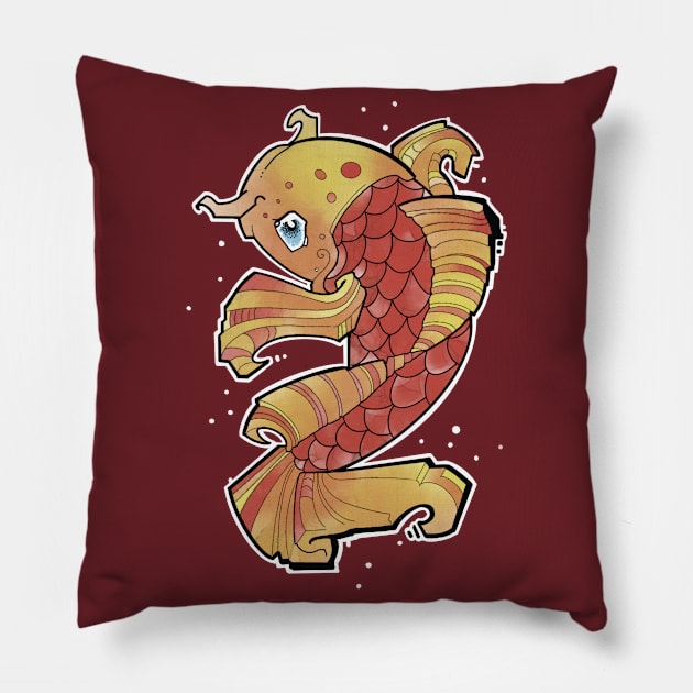 koi fish vintage colors Pillow by weilertsen