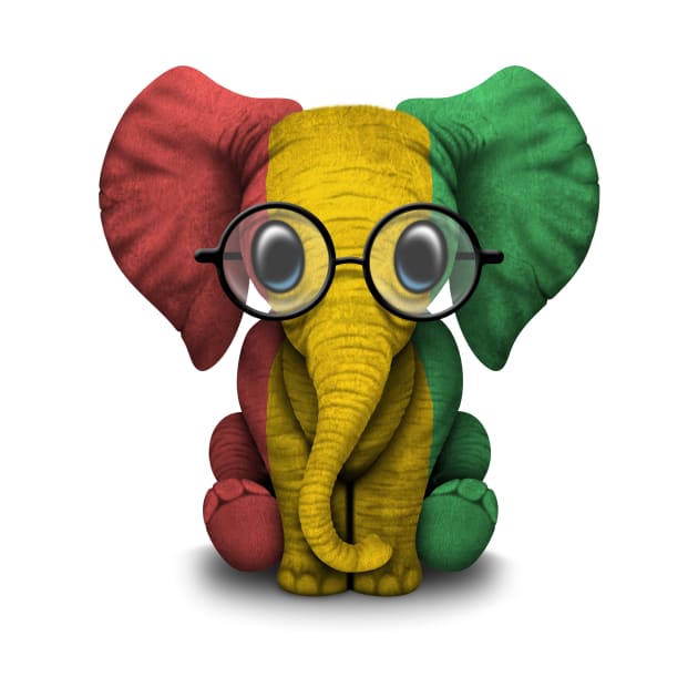 Baby Elephant with Glasses and Guinea Flag by jeffbartels