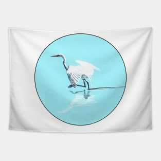 Egret in water Tapestry