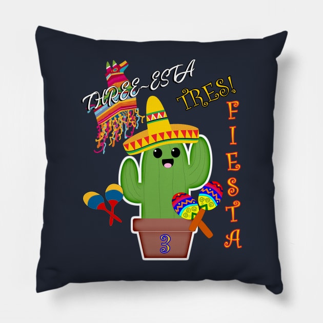 3 Year Old Birthday Three-Esta Mexican Party Pillow by tamdevo1