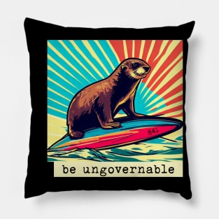 be ungovernable surfing otter 841 [white background] Pillow