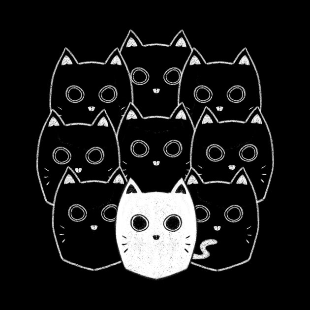 White cat black cat cat gang power cute pet animal shirt sticker by nanaminhae