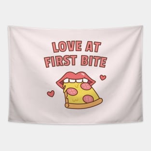 Love At First Bite Pizza Funny Tapestry