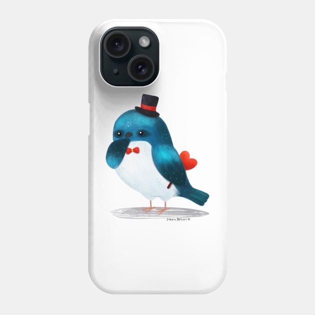 Tree swallow bird with a heart and a hat Phone Case by julianamotzko