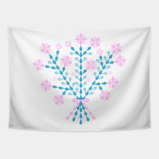 Winter pink flower bouquet with short pink ribbon, version one Tapestry