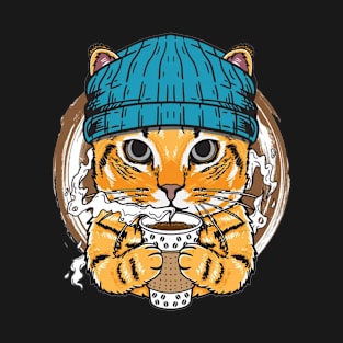 Coffee Drinking Cat T-Shirt