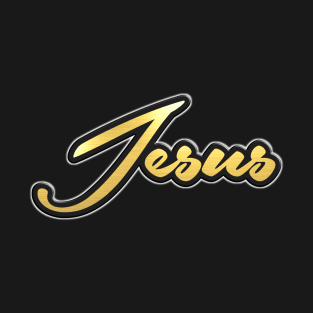 Shiny black and Gold JESUS word ver4 T-Shirt