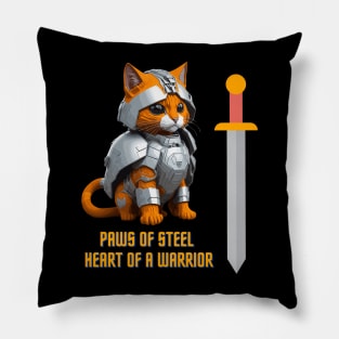 Cat in armor art Pillow