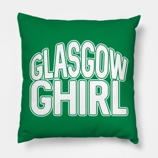 GLASGOW GHIRL, Glasgow Celtic Football Club White and Green Text Design Pillow