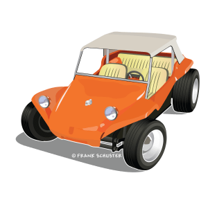 Orange Manx Dune Buggy Magnet