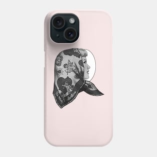 Girl in profile with printed scarf on her head Phone Case