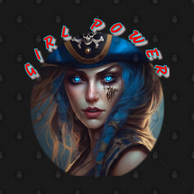 Girl power, blue themed pirate girl by sailorsam1805