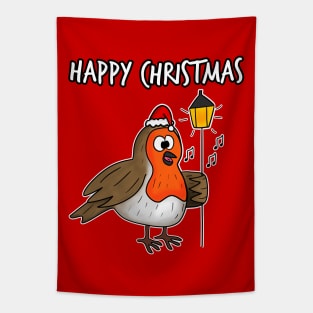 Christmas Robin Carol Singing Funny Bird Wildlife Tapestry