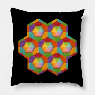 Rainbow Geometric Hexagons Pillow