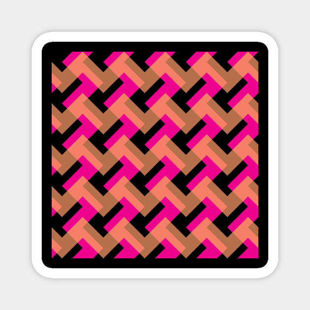 'Zagga' - in Cerise, Salmon Pink and Taupe on a Black base Magnet by sleepingdogprod