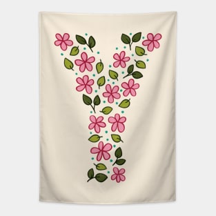 Floral Monogram Letter Y Tapestry