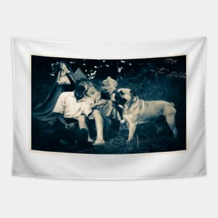 Weekend Camping (blue sepia) Tapestry