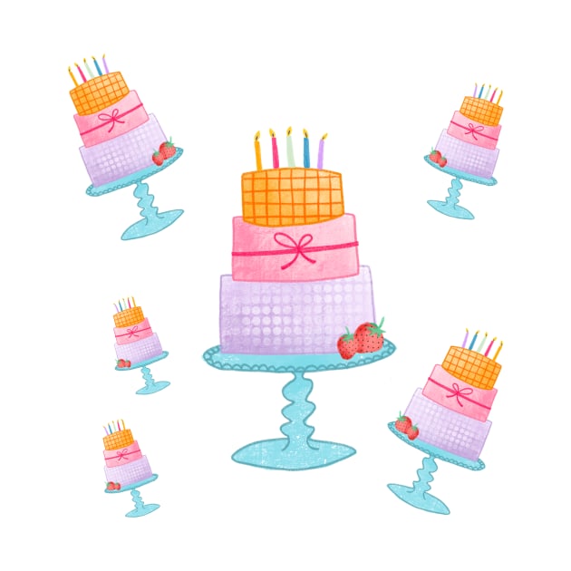 Birthday cake illustration sticker by ColorsHappiness