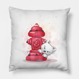 Puppy Red Fire Hydrant Pillow