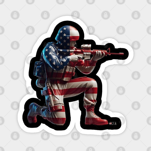 American Military Soldier and USA Flag by focusln Magnet by Darn Doggie Club by focusln