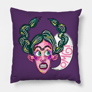 OMG face girl Pillow