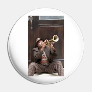 Trumpeter in the old town of Havana in Cuba Pin