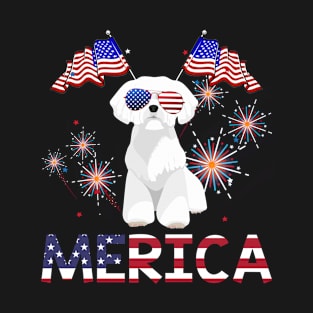 Merica Westie Usa American Flag Independence T-Shirt