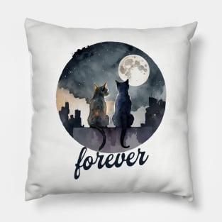 Partners forever romantic cats design Pillow