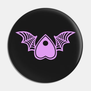 Planchette with Wings - Lavendar on Black Pin