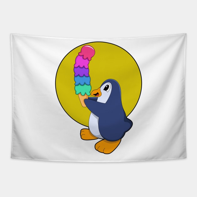 Penguin with Ice cream Tapestry by Markus Schnabel