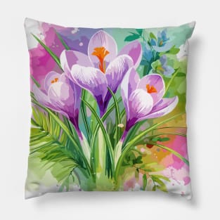 Crocus Flowers Pillow