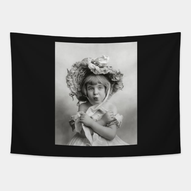 Little Girl Wearing Bonnet, 1902. Vintage Photo Tapestry by historyphoto